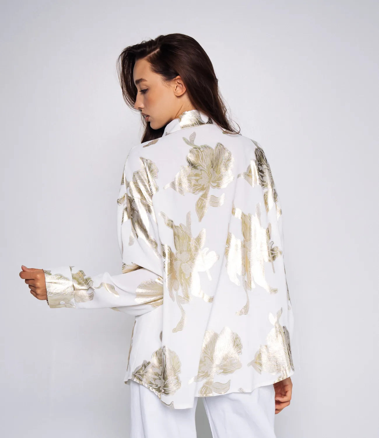 Premium Quality Georgette Shirt With Studded Neck